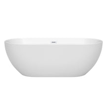 Load image into Gallery viewer, Wyndham Collection Bathtub Wyndham Collection WCOBT200067SWTRIM Brooklyn 67 Inch Freestanding Bathtub in White with Shiny White Drain and Overflow Trim