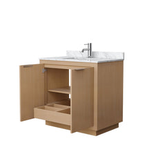 Load image into Gallery viewer, Wyndham Collection Vanity Wyndham Collection WCF282836SLSCMUNSMXX Maroni 36 Inch Single Bathroom Vanity in Light Straw, White Carrara Marble Countertop, Undermount Square Sink