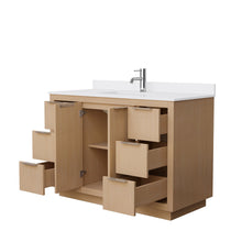 Load image into Gallery viewer, Wyndham Collection Vanity Wyndham Collection WCF282848SLSWCUNSMXX Maroni 48 Inch Single Bathroom Vanity in Light Straw, White Cultured Marble Countertop, Undermount Square Sink