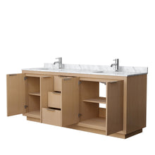 Load image into Gallery viewer, Wyndham Collection Vanity Wyndham Collection WCF282880DLSCMUNSMXX Maroni 80 Inch Double Bathroom Vanity in Light Straw, White Carrara Marble Countertop, Undermount Square Sinks