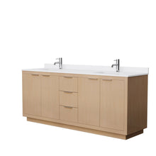 Load image into Gallery viewer, Wyndham Collection Vanity Wyndham Collection WCF282880DLSWCUNSMXX Maroni 80 Inch Double Bathroom Vanity in Light Straw, White Cultured Marble Countertop, Undermount Square Sinks