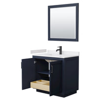 Load image into Gallery viewer, Wyndham Collection Vanity Wyndham Collection WCF292936SBBWCUNSM34 Miranda 36 Inch Single Bathroom Vanity in Dark Blue, White Cultured Marble Countertop, Undermount Square Sink, Matte Black Trim, 34 Inch Mirror