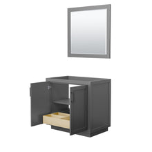 Load image into Gallery viewer, Wyndham Collection Vanity Wyndham Collection WCF292936SGBCXSXXM34 Miranda 36 Inch Single Bathroom Vanity in Dark Gray, No Countertop, No Sink, Matte Black Trim, 34 Inch Mirror