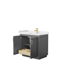 Load image into Gallery viewer, Wyndham Collection Vanity Wyndham Collection WCF292936SGGWCUNSMXX Miranda 36 Inch Single Bathroom Vanity in Dark Gray, White Cultured Marble Countertop, Undermount Square Sink, Brushed Gold Trim