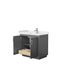 Load image into Gallery viewer, Wyndham Collection Vanity Wyndham Collection WCF292936SKGWCUNSMXX Miranda 36 Inch Single Bathroom Vanity in Dark Gray, White Cultured Marble Countertop, Undermount Square Sink, Brushed Nickel Trim