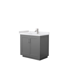 Load image into Gallery viewer, Wyndham Collection Vanity Wyndham Collection WCF292936SKGWCUNSMXX Miranda 36 Inch Single Bathroom Vanity in Dark Gray, White Cultured Marble Countertop, Undermount Square Sink, Brushed Nickel Trim