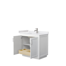 Load image into Gallery viewer, Wyndham Collection Vanity Wyndham Collection WCF292936SWHWCUNSMXX Miranda 36 Inch Single Bathroom Vanity in White, White Cultured Marble Countertop, Undermount Square Sink, Brushed Nickel Trim