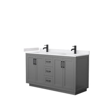 Load image into Gallery viewer, Wyndham Collection Vanity Wyndham Collection WCF292960DGBWCUNSMXX Miranda 60 Inch Double Bathroom Vanity in Dark Gray, White Cultured Marble Countertop, Undermount Square Sinks, Matte Black Trim