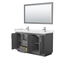 Load image into Gallery viewer, Wyndham Collection Vanity Wyndham Collection WCF292960DKGWCUNSM58 Miranda 60 Inch Double Bathroom Vanity in Dark Gray, White Cultured Marble Countertop, Undermount Square Sinks, Brushed Nickel Trim, 58 Inch Mirror