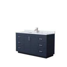 Load image into Gallery viewer, Wyndham Collection Vanity Wyndham Collection WCF292960SBNCMUNSMXX Miranda 60 Inch Single Bathroom Vanity in Dark Blue, White Carrara Marble Countertop, Undermount Square Sink, Brushed Nickel Trim