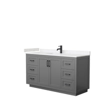 Load image into Gallery viewer, Wyndham Collection Vanity Wyndham Collection WCF292960SGBC2UNSMXX Miranda 60 Inch Single Bathroom Vanity in Dark Gray, Light-Vein Carrara Cultured Marble Countertop, Undermount Square Sink, Matte Black Trim