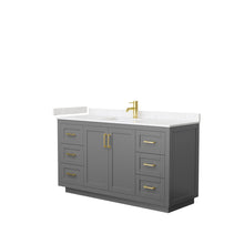Load image into Gallery viewer, Wyndham Collection Vanity Wyndham Collection WCF292960SGGC2UNSMXX Miranda 60 Inch Single Bathroom Vanity in Dark Gray, Light-Vein Carrara Cultured Marble Countertop, Undermount Square Sink, Brushed Gold Trim