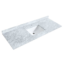 Load image into Gallery viewer, Wyndham Collection Vanity Wyndham Collection WCF292960SGGCMUNSM58 Miranda 60 Inch Single Bathroom Vanity in Dark Gray, White Carrara Marble Countertop, Undermount Square Sink, Brushed Gold Trim, 58 Inch Mirror