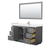 Load image into Gallery viewer, Wyndham Collection Vanity Wyndham Collection WCF292960SKGC2UNSM58 Miranda 60 Inch Single Bathroom Vanity in Dark Gray, Light-Vein Carrara Cultured Marble Countertop, Undermount Square Sink, Brushed Nickel Trim, 58 Inch Mirror