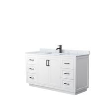 Load image into Gallery viewer, Wyndham Collection WCF292960SWBCMUNSMXX Miranda 60 Inch Single Bathroom Vanity in White, White Carrara Marble Countertop, Undermount Square Sink, Matte Black Trim