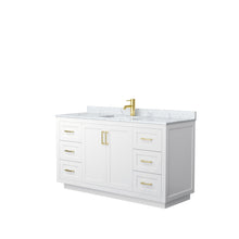 Load image into Gallery viewer, Wyndham Collection Vanity Wyndham Collection WCF292960SWGCMUNSMXX Miranda 60 Inch Single Bathroom Vanity in White, White Carrara Marble Countertop, Undermount Square Sink, Brushed Gold Trim