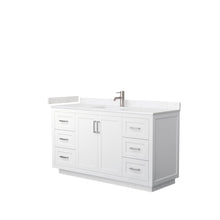Load image into Gallery viewer, Wyndham Collection Vanity Wyndham Collection WCF292960SWHC2UNSMXX Miranda 60 Inch Single Bathroom Vanity in White, Light-Vein Carrara Cultured Marble Countertop, Undermount Square Sink, Brushed Nickel Trim