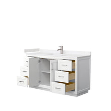 Load image into Gallery viewer, Wyndham Collection Vanity Wyndham Collection WCF292960SWHC2UNSMXX Miranda 60 Inch Single Bathroom Vanity in White, Light-Vein Carrara Cultured Marble Countertop, Undermount Square Sink, Brushed Nickel Trim