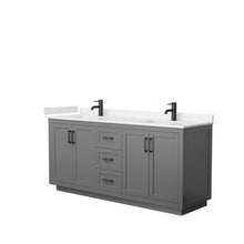 Load image into Gallery viewer, Wyndham Collection Vanity Wyndham Collection WCF292972DGBC2UNSMXX Miranda 72 Inch Double Bathroom Vanity in Dark Gray, Light-Vein Carrara Cultured Marble Countertop, Undermount Square Sinks, Matte Black Trim