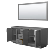 Load image into Gallery viewer, Wyndham Collection Vanity Wyndham Collection WCF292972DGBCXSXXM70 Miranda 72 Inch Double Bathroom Vanity in Dark Gray, No Countertop, No Sink, Matte Black Trim, 70 Inch Mirror
