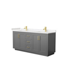Load image into Gallery viewer, Wyndham Collection Vanity Wyndham Collection WCF292972DGGC2UNSMXX Miranda 72 Inch Double Bathroom Vanity in Dark Gray, Light-Vein Carrara Cultured Marble Countertop, Undermount Square Sinks, Brushed Gold Trim