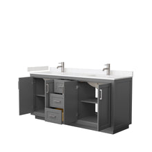 Load image into Gallery viewer, Wyndham Collection Vanity Wyndham Collection WCF292972DKGC2UNSMXX Miranda 72 Inch Double Bathroom Vanity in Dark Gray, Light-Vein Carrara Cultured Marble Countertop, Undermount Square Sinks, Brushed Nickel Trim