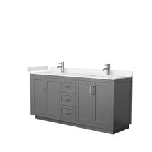 Load image into Gallery viewer, Wyndham Collection Vanity Wyndham Collection WCF292972DKGC2UNSMXX Miranda 72 Inch Double Bathroom Vanity in Dark Gray, Light-Vein Carrara Cultured Marble Countertop, Undermount Square Sinks, Brushed Nickel Trim