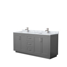Load image into Gallery viewer, Wyndham Collection Vanity Wyndham Collection WCF292972DKGCMUNSMXX Miranda 72 Inch Double Bathroom Vanity in Dark Gray, White Carrara Marble Countertop, Undermount Square Sinks, Brushed Nickel Trim