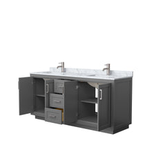 Load image into Gallery viewer, Wyndham Collection Vanity Wyndham Collection WCF292972DKGCMUNSMXX Miranda 72 Inch Double Bathroom Vanity in Dark Gray, White Carrara Marble Countertop, Undermount Square Sinks, Brushed Nickel Trim