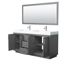 Load image into Gallery viewer, Wyndham Collection Vanity Wyndham Collection WCF292972DKGK4INTM70 Miranda 72 Inch Double Bathroom Vanity in Dark Gray, 4 Inch Thick Matte White Solid Surface Countertop, Integrated Sinks, Brushed Nickel Trim, 70 Inch Mirror