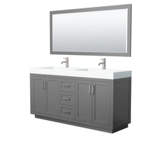 Load image into Gallery viewer, Wyndham Collection Vanity Wyndham Collection WCF292972DKGK4INTM70 Miranda 72 Inch Double Bathroom Vanity in Dark Gray, 4 Inch Thick Matte White Solid Surface Countertop, Integrated Sinks, Brushed Nickel Trim, 70 Inch Mirror