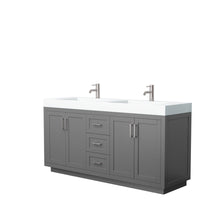 Load image into Gallery viewer, Wyndham Collection Vanity Wyndham Collection WCF292972DKGK4INTMXX Miranda 72 Inch Double Bathroom Vanity in Dark Gray, 4 Inch Thick Matte White Solid Surface Countertop, Integrated Sinks, Brushed Nickel Trim