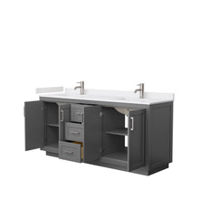 Load image into Gallery viewer, Wyndham Collection Vanity Wyndham Collection WCF292972DKGWCUNSMXX Miranda 72 Inch Double Bathroom Vanity in Dark Gray, White Cultured Marble Countertop, Undermount Square Sinks, Brushed Nickel Trim