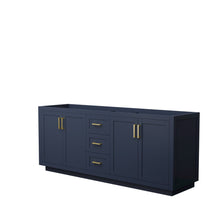 Load image into Gallery viewer, Wyndham Collection Vanity Wyndham Collection WCF292980DBLCXSXXMXX Miranda 80 Inch Double Bathroom Vanity in Dark Blue, No Countertop, No Sink, Brushed Gold Trim