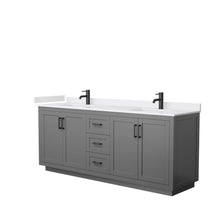 Load image into Gallery viewer, Wyndham Collection Vanity Wyndham Collection WCF292980DGBWCUNSMXX Miranda 80 Inch Double Bathroom Vanity in Dark Gray, White Cultured Marble Countertop, Undermount Square Sinks, Matte Black Trim