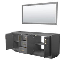 Load image into Gallery viewer, Wyndham Collection Vanity Wyndham Collection WCF292980DGGCXSXXM70 Miranda 80 Inch Double Bathroom Vanity in Dark Gray, No Countertop, No Sink, Brushed Gold Trim, 70 Inch Mirror