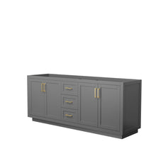 Load image into Gallery viewer, Wyndham Collection Vanity Wyndham Collection WCF292980DGGCXSXXMXX Miranda 80 Inch Double Bathroom Vanity in Dark Gray, No Countertop, No Sink, Brushed Gold Trim