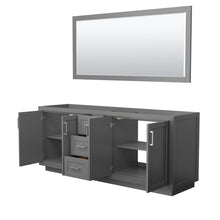 Load image into Gallery viewer, Wyndham Collection Vanity Wyndham Collection WCF292980DKGCXSXXM70 Miranda 80 Inch Double Bathroom Vanity in Dark Gray, No Countertop, No Sink, Brushed Nickel Trim, 70 Inch Mirror