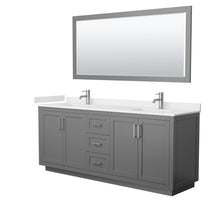 Load image into Gallery viewer, Wyndham Collection Vanity Wyndham Collection WCF292980DKGWCUNSM70 Miranda 80 Inch Double Bathroom Vanity in Dark Gray, White Cultured Marble Countertop, Undermount Square Sinks, Brushed Nickel Trim, 70 Inch Mirror