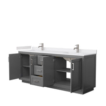 Load image into Gallery viewer, Wyndham Collection Vanity Wyndham Collection WCF292980DKGWCUNSMXX Miranda 80 Inch Double Bathroom Vanity in Dark Gray, White Cultured Marble Countertop, Undermount Square Sinks, Brushed Nickel Trim