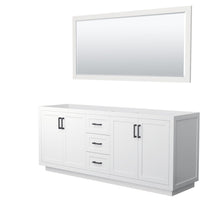Load image into Gallery viewer, Wyndham Collection Vanity Wyndham Collection WCF292980DWBCXSXXM70 Miranda 80 Inch Double Bathroom Vanity in White, No Countertop, No Sink, Matte Black Trim, 70 Inch Mirror