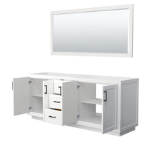 Load image into Gallery viewer, Wyndham Collection Vanity Wyndham Collection WCF292980DWBCXSXXM70 Miranda 80 Inch Double Bathroom Vanity in White, No Countertop, No Sink, Matte Black Trim, 70 Inch Mirror
