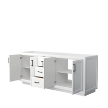 Load image into Gallery viewer, Wyndham Collection Vanity Wyndham Collection WCF292980DWBCXSXXMXX Miranda 80 Inch Double Bathroom Vanity in White, No Countertop, No Sink, Matte Black Trim