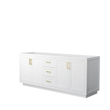 Load image into Gallery viewer, Wyndham Collection Vanity Wyndham Collection WCF292980DWGCXSXXMXX Miranda 80 Inch Double Bathroom Vanity in White, No Countertop, No Sink, Brushed Gold Trim