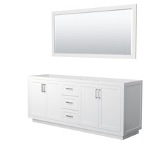 Load image into Gallery viewer, Wyndham Collection Vanity Wyndham Collection WCF292980DWHCXSXXM70 Miranda 80 Inch Double Bathroom Vanity in White, No Countertop, No Sink, Brushed Nickel Trim, 70 Inch Mirror
