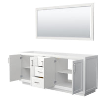 Load image into Gallery viewer, Wyndham Collection Vanity Wyndham Collection WCF292980DWHCXSXXM70 Miranda 80 Inch Double Bathroom Vanity in White, No Countertop, No Sink, Brushed Nickel Trim, 70 Inch Mirror