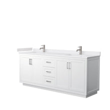 Load image into Gallery viewer, Wyndham Collection Vanity Wyndham Collection WCF292980DWHWCUNSMXX Miranda 80 Inch Double Bathroom Vanity in White, White Cultured Marble Countertop, Undermount Square Sinks, Brushed Nickel Trim
