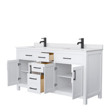 Load image into Gallery viewer, Wyndham Collection Vanity Wyndham Collection WCG242466DWBWCUNSMXX Beckett 66 Inch Double Bathroom Vanity in White, White Cultured Marble Countertop, Undermount Square Sinks, Matte Black Trim
