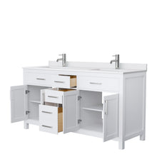 Load image into Gallery viewer, Wyndham Collection Vanity Wyndham Collection WCG242466DWHWCUNSMXX Beckett 66 Inch Double Bathroom Vanity in White, White Cultured Marble Countertop, Undermount Square Sinks, No Mirror