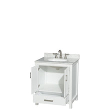 Load image into Gallery viewer, Wyndham Collection Vanity Wyndham Collection WCS141430SWHCMUNOMXX Sheffield 30 Inch Single Bathroom Vanity in White, White Carrara Marble Countertop, Undermount Oval Sink, and No Mirror